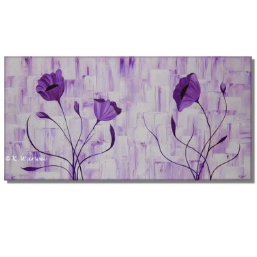 Malerei mit dem Titel "Violet Poppies - ac…" von Klaudia Warwel, Original-Kunstwerk, Öl