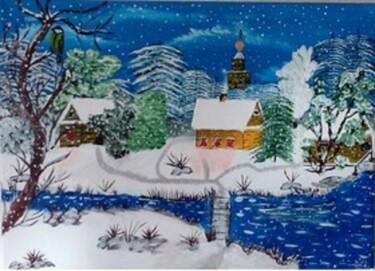 Malerei mit dem Titel "Winterlandschaft 2" von Klaus-Dieter Leonhardt, Original-Kunstwerk, Acryl