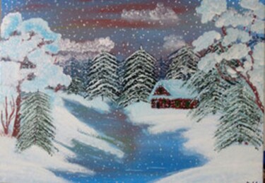 Schilderij getiteld "Winterlandschaft 3" door Klaus-Dieter Leonhardt, Origineel Kunstwerk, Acryl