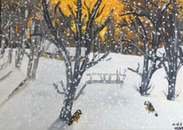 Painting titled "Winterlandschaft 5" by Klaus-Dieter Leonhardt, Original Artwork, Acrylic