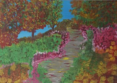 Malerei mit dem Titel "Herbstlandschaft 5" von Klaus-Dieter Leonhardt, Original-Kunstwerk, Acryl