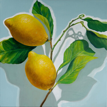 Malerei mit dem Titel "Amalfi Zitronen 2" von Klaus Keck, Original-Kunstwerk, Öl