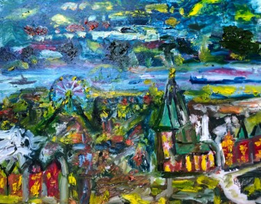 Malerei mit dem Titel "Weihnachtsmarkt in…" von Klaus Professor Stoppel, Original-Kunstwerk, Öl