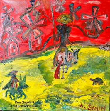 Painting titled "Don Quijote II" by Klaus Professor Stoppel, Original Artwork, Oil