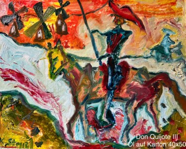 Malerei mit dem Titel "Don Quijote III" von Klaus Professor Stoppel, Original-Kunstwerk, Öl