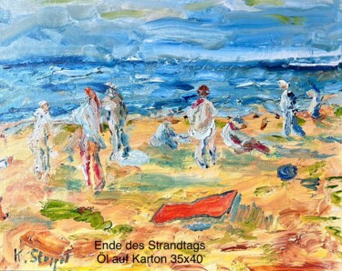 Pittura intitolato "Ende des Strandtags" da Klaus Professor Stoppel, Opera d'arte originale, Olio