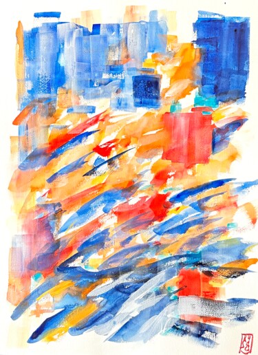 Malerei mit dem Titel "Sonnenuntergang" von Klaus Stieghorst (KS), Original-Kunstwerk, Aquarell