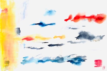 Malerei mit dem Titel "Einige Wolken" von Klaus Stieghorst (KS), Original-Kunstwerk, Aquarell