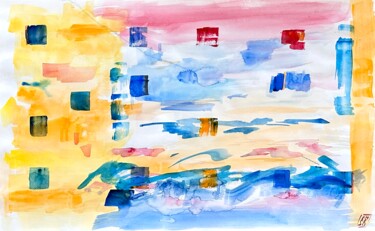 Painting titled "Zeit am Meer IX" by Klaus Stieghorst (KS), Original Artwork, Watercolor