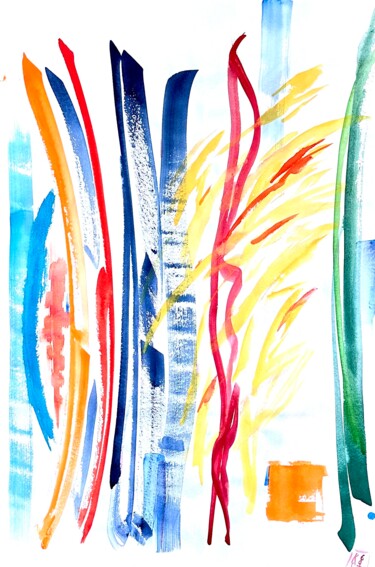 Malerei mit dem Titel "Gartenzeit II" von Klaus Stieghorst (KS), Original-Kunstwerk, Aquarell