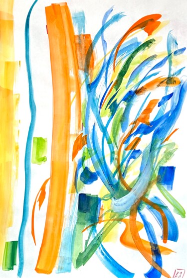 Malerei mit dem Titel "Gartenzeit 24.1.1" von Klaus Stieghorst (KS), Original-Kunstwerk, Aquarell