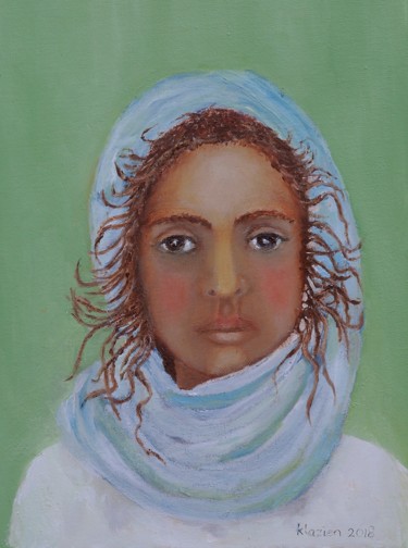 Painting titled "Meisje" by Klazien De Vries, Original Artwork, Oil