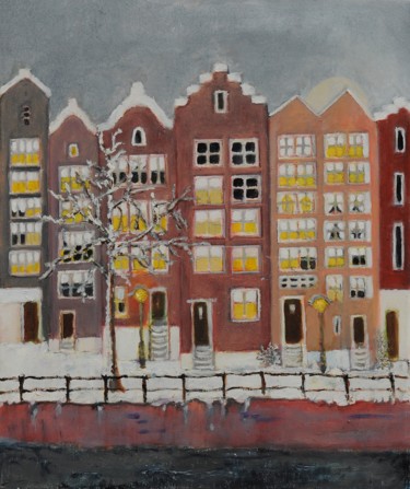 Malerei mit dem Titel "Impressie Amsterdam" von Klazien De Vries, Original-Kunstwerk