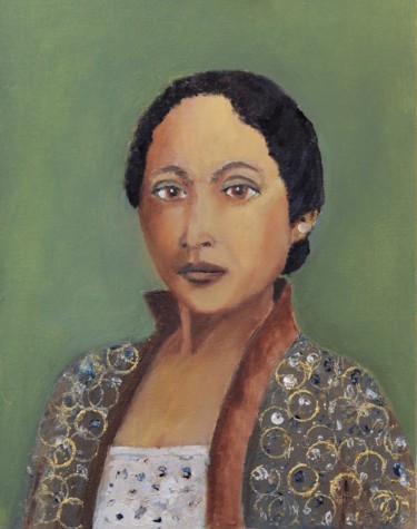 Malerei mit dem Titel "Javaanse vrouw" von Klazien De Vries, Original-Kunstwerk, Öl