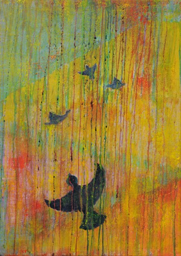 Peinture intitulée "Vlieg !" par Klazien De Vries, Œuvre d'art originale, Huile