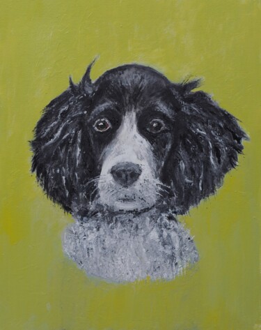 Painting titled "Spaniel" by Klazien De Vries, Original Artwork, Oil