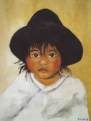 Рисунок под названием "Young Child from Bo…" - Klazien De Vries, Подлинное произведение искусства