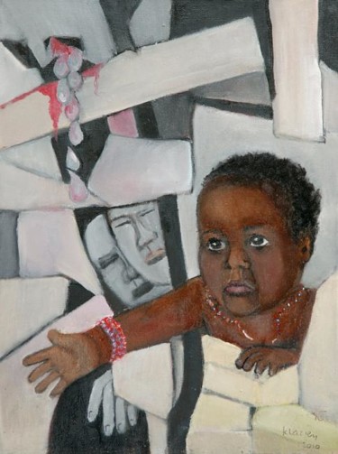 Pintura titulada "Haiti Tragedy" por Klazien De Vries, Obra de arte original