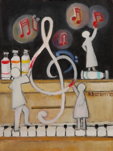 Schilderij getiteld "Music with Paint" door Klazien De Vries, Origineel Kunstwerk