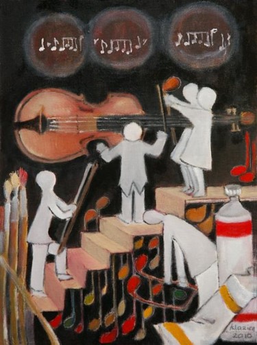 Schilderij getiteld "Music with Paint II" door Klazien De Vries, Origineel Kunstwerk