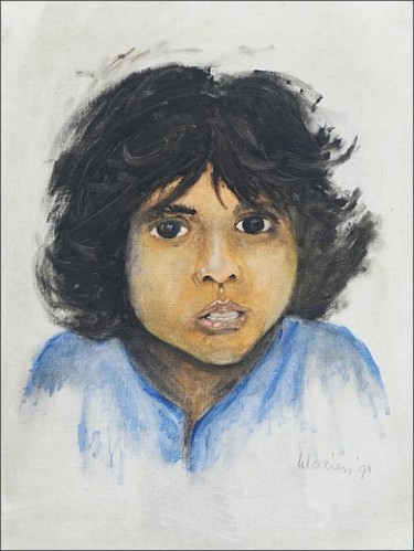 Tekening getiteld "Boy from India" door Klazien De Vries, Origineel Kunstwerk