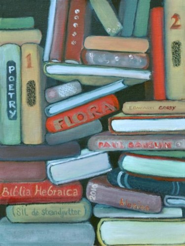 Drawing titled "Books, books, books…" by Klazien De Vries, Original Artwork