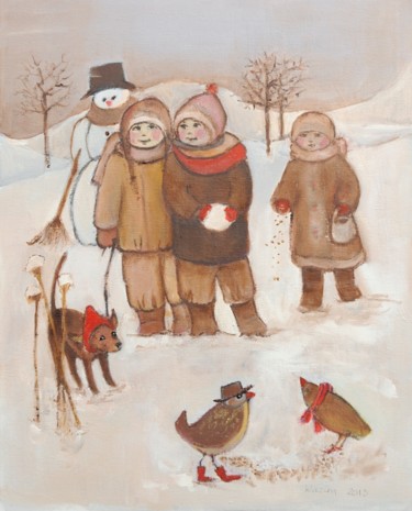 Tekening getiteld "Wintertime" door Klazien De Vries, Origineel Kunstwerk
