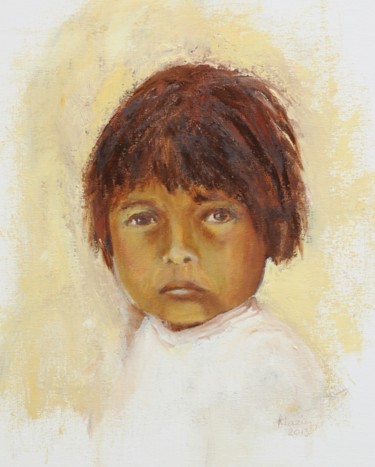 Dessin intitulée "Little girl" par Klazien De Vries, Œuvre d'art originale