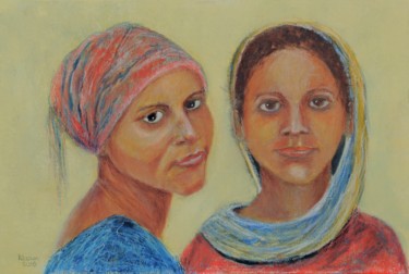 Painting titled "Young Ladies" by Klazien De Vries, Original Artwork