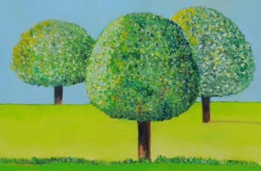 Schilderij getiteld "Trees in the fields…" door Klazien De Vries, Origineel Kunstwerk