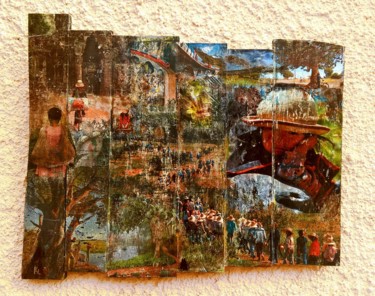 Collages intitulée "palissade89" par Kl, Œuvre d'art originale