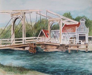 Malerei mit dem Titel "Die Brücken von Hol…" von Kurt Patzke, Original-Kunstwerk, Aquarell