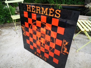 Plaques échiquier Hermes black XL Design intitulée "Plaques échiquier H…" par Dominique Kleiner, Œuvre d'art originale, Meuble