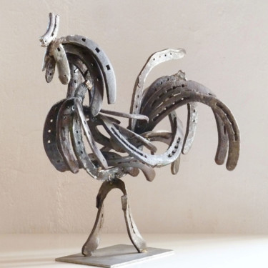 Scultura intitolato "Rooster" da Kleinmanzano, Opera d'arte originale, Metalli