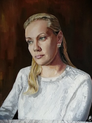 Картина под названием ""Супруга"" - Алексей Коробов, Подлинное произведение искусства, Масло