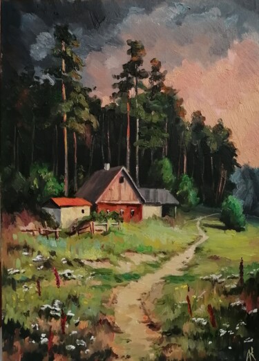 Картина под названием ""В лесу"" - Алексей Коробов, Подлинное произведение искусства, Масло