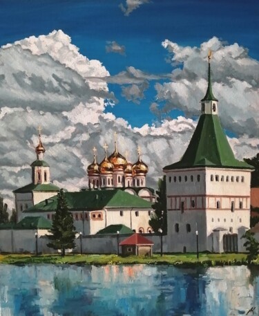 Картина под названием ""Иверский монастырь"" - Алексей Коробов, Подлинное произведение искусства, Масло