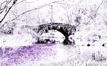 Central Park - Bow Bridge 22x9 Photographie intitulée "Central Park - Bow…" par Ken Lerner, Œuvre d'art originale, Photographie manipulée