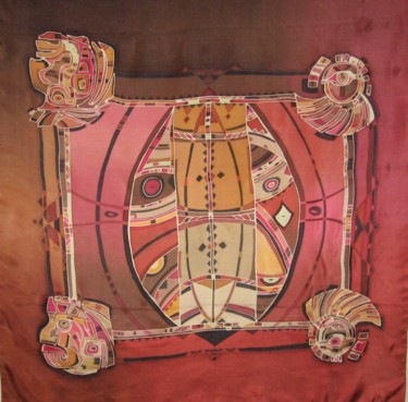 Handkerchief batik " Mexico" Art textile intitulée "Handkerchief batik…" par Lidia Cravcenco, Œuvre d'art originale, Tissu