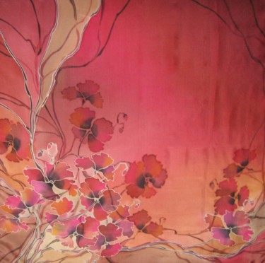 Sztuka tkaniny zatytułowany „Handkerchief batik…” autorstwa Lidia Cravcenco, Oryginalna praca, Tkanina