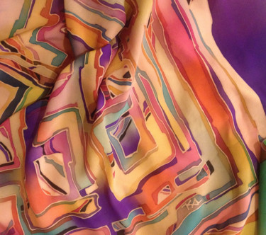 Textilkunst mit dem Titel "Batik "Labyrinth" s…" von Lidia Cravcenco, Original-Kunstwerk, Stoff