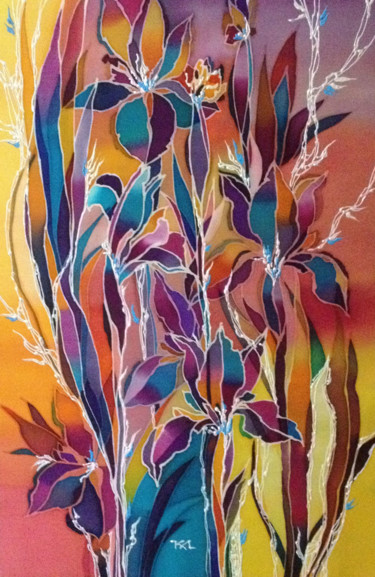 Textilkunst mit dem Titel "Batik painting "Iri…" von Lidia Cravcenco, Original-Kunstwerk, Stoff