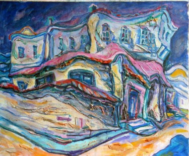 Painting titled "old street" by Klim, Original Artwork, Oil