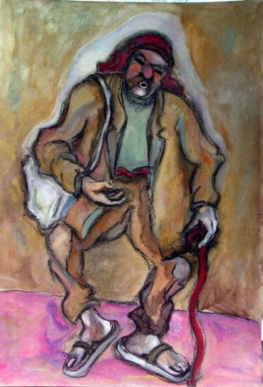 Peinture intitulée "beggar" par Klim, Œuvre d'art originale, Huile