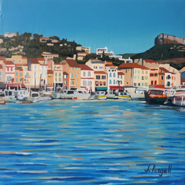 「Port de Cassis」というタイトルの絵画 Julie Argallによって, オリジナルのアートワーク, オイル