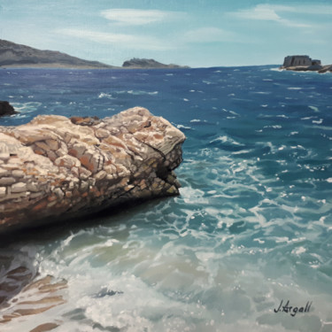Pintura intitulada "Rocher sur la côte…" por Julie Argall, Obras de arte originais, Óleo