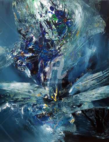 Malerei mit dem Titel "DIAPHANE BLUE ENIGM…" von Kloska Ovidiu, Original-Kunstwerk, Acryl