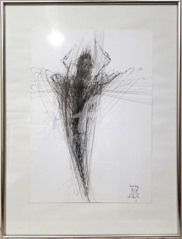 Dessin intitulée "Framed angel compos…" par Kloska Ovidiu, Œuvre d'art originale, Stylo gel