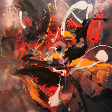 Картина под названием "Heart pounding inca…" - Kloska Ovidiu, Подлинное произведение искусства, Рисунок распылителем краски