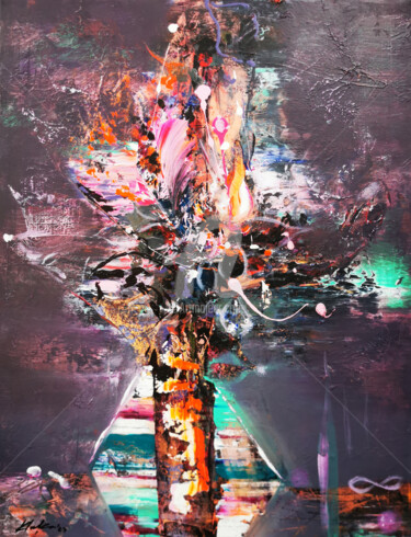 Картина под названием "Spontaneous Melanch…" - Kloska Ovidiu, Подлинное произведение искусства, Акрил Установлен на Деревянн…